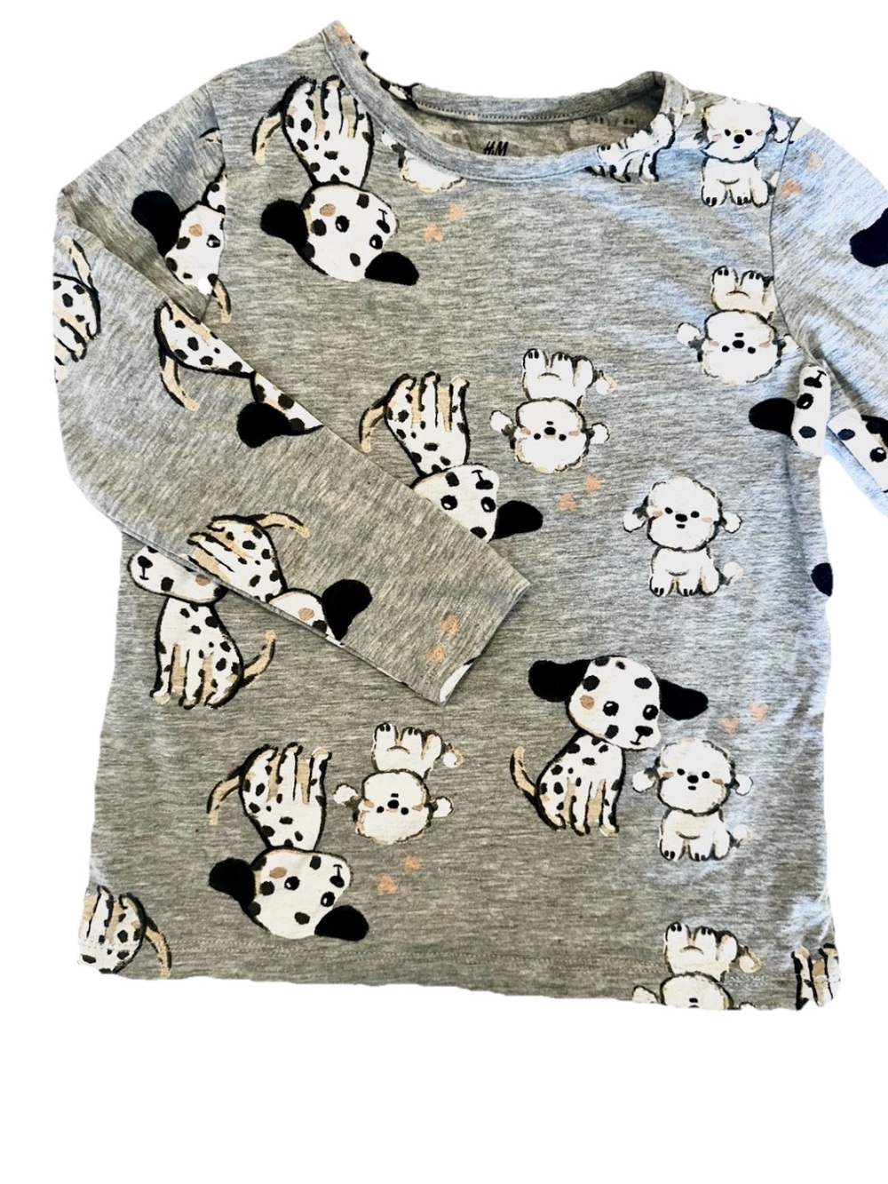 H&M Grey Long-Sleeve Top with Puppy Print